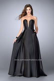 Picture of: Long Cape Dress with a Deep Sweetheart Neckline in Black, Style: 24467, Detail Picture 1