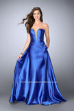Picture of: Long Cape Dress with a Deep Sweetheart Neckline in Blue, Style: 24467, Detail Picture 4