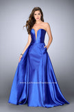 Picture of: Long Cape Dress with a Deep Sweetheart Neckline in Blue, Style: 24467, Detail Picture 5