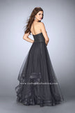 Picture of: Beaded A-line Prom Dress with a Tiered Tulle Skirt in Silver, Style: 24517, Back Picture