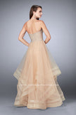 Picture of: Beaded A-line Prom Dress with a Tiered Tulle Skirt in Nude, Style: 24517, Detail Picture 4
