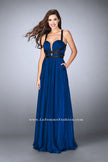 Picture of: Chiffon A-line Prom Dress with Vegan Leather Straps in Blue, Style: 24536, Main Picture