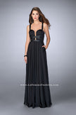 Picture of: Chiffon A-line Prom Dress with Vegan Leather Straps in Black, Style: 24536, Detail Picture 2