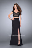 Picture of: Two Piece Prom Dress with Lace Top and Cap Sleeves in Black, Style: 24553, Detail Picture 2