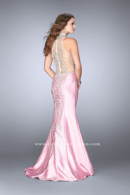 Picture of: Beaded Prom Gown with Mermaid Skirt and Beading in Pink, Style: 24562, Back Picture
