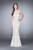 Picture of: Flare Lace Prom Dress with High Neck and Low Back in White, Style: 24565, Main Picture