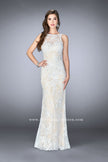 Picture of: Flare Lace Prom Dress with High Neck and Low Back in White, Style: 24565, Detail Picture 1