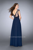 Picture of: A-line Chiffon Prom Dress with Illusion Lace Top in Blue, Style: 24572, Back Picture
