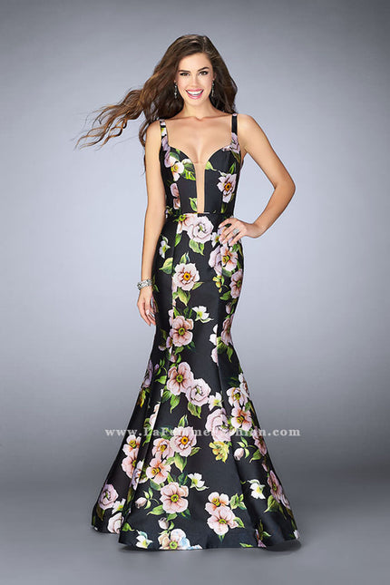 Picture of: Floral Mikado Mermaid Gown with Rectangle Neckline in Print, Style: 24589, Main Picture