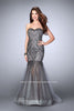 Picture of: Beaded Strapless Dress with Tulle Mermaid Skirt in Silver, Style: 24616, Main Picture