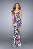 Picture of: Open Back Print Neoprene Dress with Train in Print, Style: 24632, Main Picture