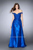 Picture of: Off the Shoulder Prom Gown with Mikado Skirt and Cape in Blue, Style: 24647, Main Picture