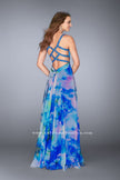 Picture of: Gathered Print Chiffon Gown with Beaded Straps in Print, Style: 24668, Back Picture