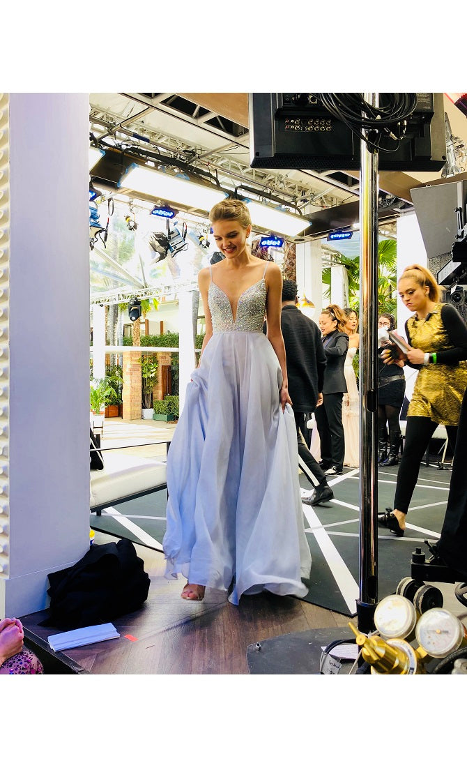 Behind the Scenes of E! News Oscars Red Carpet with La Femme Style 26278 Silver