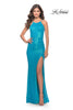 Picture of: High Neck Long Sequin Gown with Open Back in Aqua, Style: 30635, Main Picture