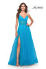 Picture of: Tulle A-line Prom Dress with Corset Sheer Bodice in Aqua, Style: 31502, Main Picture