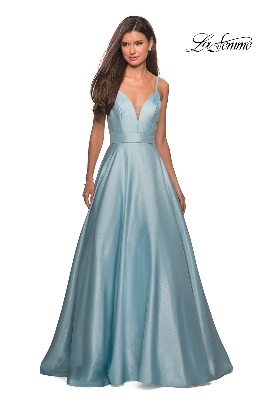 Picture of: Simple A-Line Long Prom Dress with Pockets in Aqua, Style: 27823, Detail Picture 2