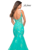 Picture of: Tulle and Lace Mermaid Gown in Aqua in Aqua, Detail Picture 3