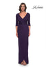 Picture of: Simple Chic Jersey Dress with Ruched Waist and V Neckline in Aubergine, Style: 31014, Main Picture