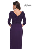 Picture of: Simple Chic Jersey Dress with Ruched Waist and V Neckline in Aubergine, Style: 31014, Detail Picture 6