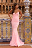 Picture of: Strapless Jersey Mermaid Gown with Ruched Bodice and Lace-Up Back in Baby Pink, Style: 33864, Main Picture