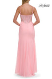 Picture of: Lace Bodice Gown with Ruched Skirt and High Slit in Baby Pink, Style: 33661, Detail Picture 8