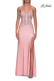 Picture of: Strapless Sheer Lace Corset Gown with High Slit in Baby Pink, Style: 33398, Detail Picture 11