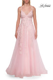 Picture of: Beaded A-Line Tulle Gown with Slit and Open Tie Back in Baby Pink, Style: 33715, Detail Picture 16