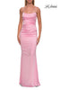 Picture of: Straight Neck Satin Gown with Lace-Up Back in Baby Pink, Style: 33604, Detail Picture 19