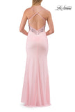 Picture of: Embroidered Corset Gown with Sheer Bodice and High Slit in Baby Pink, Style: 33783, Detail Picture 24