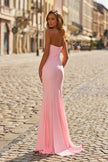 Picture of: Strapless Fitted Jersey Evening Gown with Ruching in Baby Pink, Style: 33403, Detail Picture 2
