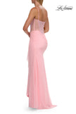 Picture of: Lace Bodice Gown with Ruched Skirt and High Slit in Baby Pink, Style: 33661, Detail Picture 7