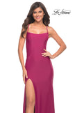 Picture of: Long Prom Dress in Luxurious Jersey with Slit in Purple, Style: 30436, Detail Picture 6