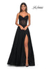 Picture of: A-Line Rhinestone Tulle Embellished Gown with Illusion Top in Black, Style: 31970, Detail Picture 2