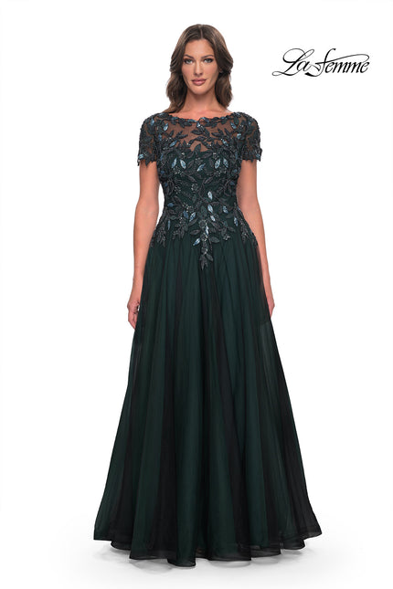 Picture of: Beautiful A-Line Tulle Dress with Beaded Bodice in Black Emerald, Style: 31267, Main Picture