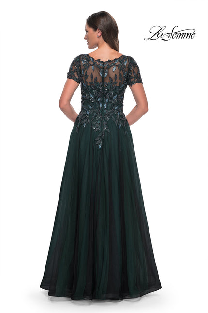 Picture of: Beautiful A-Line Tulle Dress with Beaded Bodice in Black Emerald, Style: 31267, Back Picture
