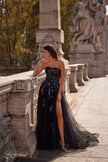 Picture of: A-Line Prom Gown with Multi Color Lace Sequin Applique in Black, Style: 32072, Detail Picture 2