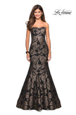 Picture of: Mermaid Style Rose Printed Strapless Prom Dress in Black Gold, Style: 27286, Main Picture