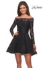 Picture of: Short Lace Dress with Off The Shoulder Long Sleeves in Black, Style: 28175, Main Picture