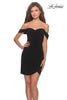 Picture of: Short Dress with Scalloped Off The Shoulder Sleeves in Black, Style: 28193, Main Picture