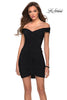 Picture of: Off The Shoulder Ruched Black Homecoming Dress in Black, Style: 29345, Main Picture