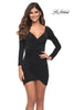 Picture of: Fitted Long Sleeve Jersey Dress with Keyhole Back in Black, Main Picture