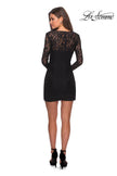 Picture of: Long Sleeve Lace Short Dress with Sheer Back Detail in Black, Style: 28232, Detail Picture 9