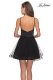 Picture of: Short Tulle Homecoming Dress with Scoop Neck in Black, Style: 28156, Back Picture