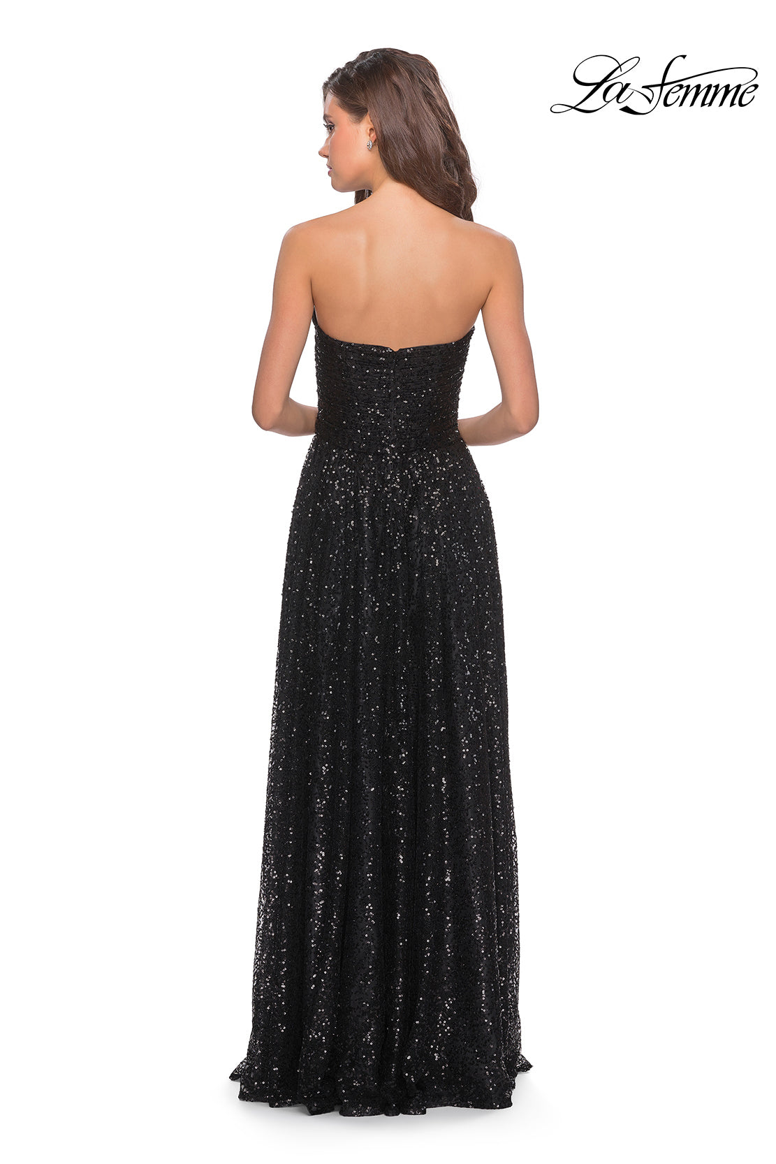 Picture of: Long Sequined Dress with Sweetheart Neckline in Black, Style: 27879, Detail Picture 2