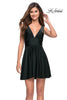 Picture of: Short Flare Dress with V Neckline and Fitted Waist in Black, Style 30926, Detail Picture 2
