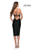 Picture of: Midi Jersey Dress with High Slit and Ruffle Detail in Black, Style 30925, Detail Picture 4