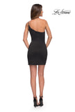 Picture of: One Shoulder Mini Dress with Slit in Black, Style 30927, Detail Picture 4