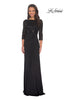 Picture of: Floor Length Dress with Sequin Bodice and Ruching in Black, Style: 24858, Main Picture