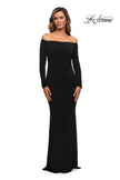 Picture of: Long Sleeve Off The Shoulder Jersey Evening Gown in Black, Style: 28054, Main Picture